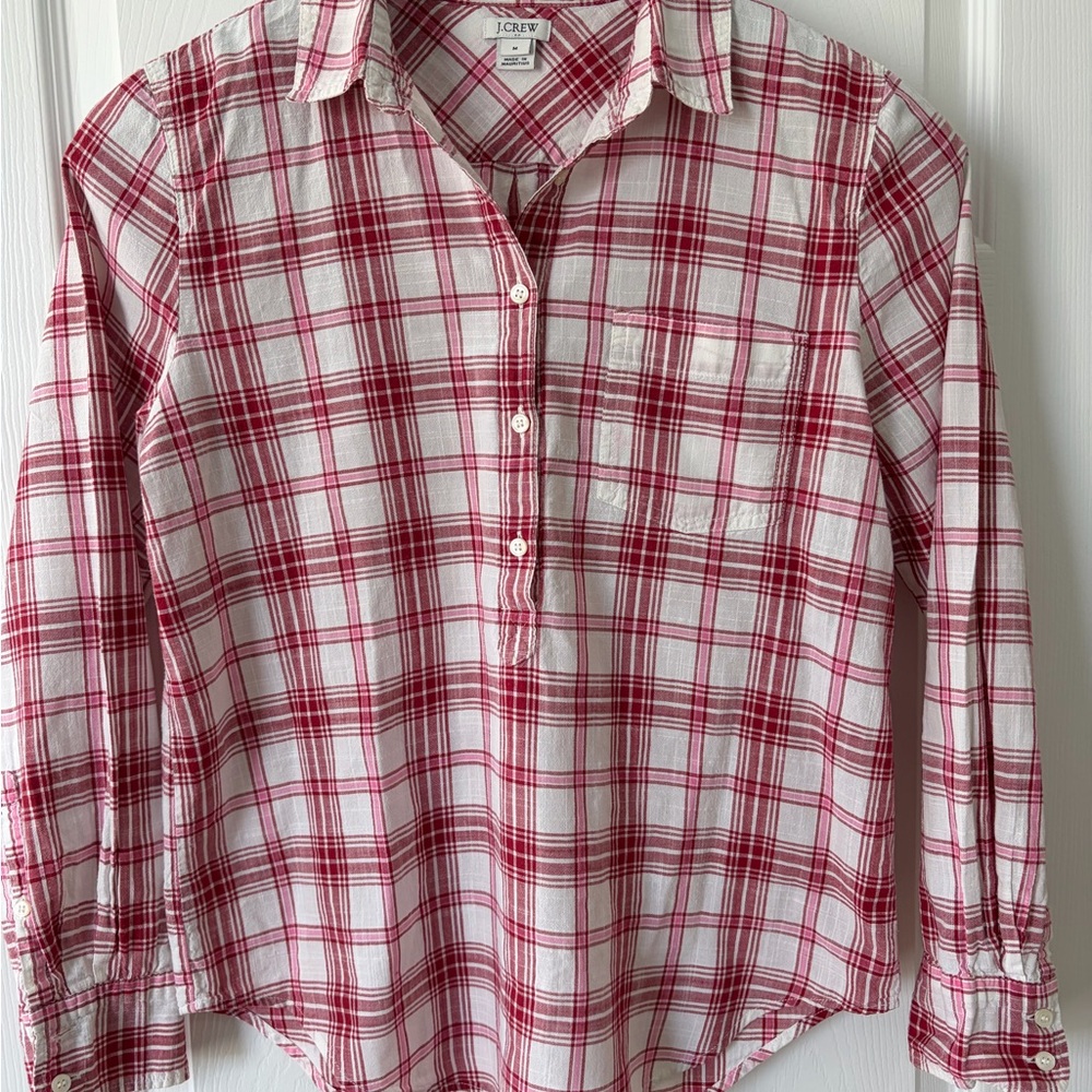 J.Crew Red and White Plaid Shirt